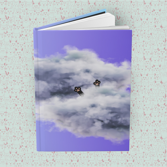 Purring Sky Adventures Hardcover Journal Notebook Matte | Cute Cat Journal | Cloud and Cat Themed Blank Lined Notepad | Kawaii in the Sky Cat Diary