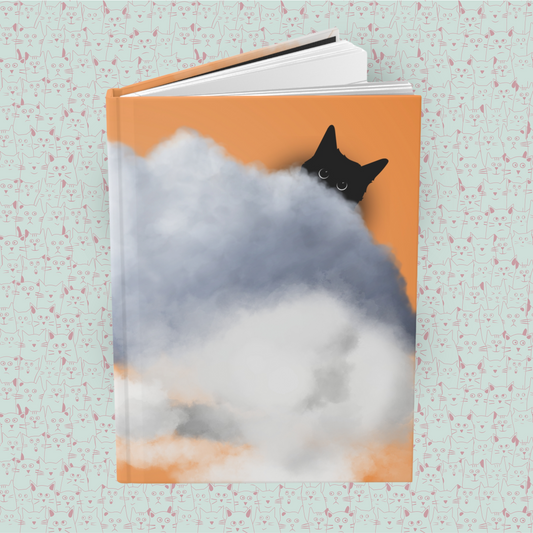 Fluffy Guardian of the Clouds Hardcover Journal Notebook Matte | Cute Cat Journal | Cloud and Cat Themed Blank Lined Notepad | Kawaii in the Sky Cat Diary