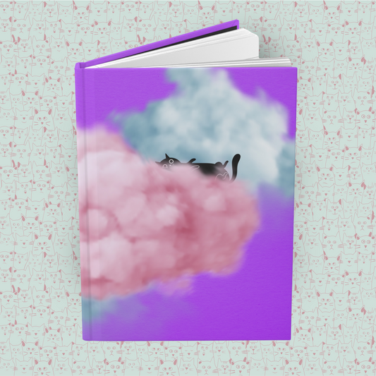 Naptime Among the Clouds Hardcover Journal Notebook Matte | Cute Cat Journal | Cloud and Cat Themed Blank Lined Notepad | Kawaii in the Sky Cat Diary