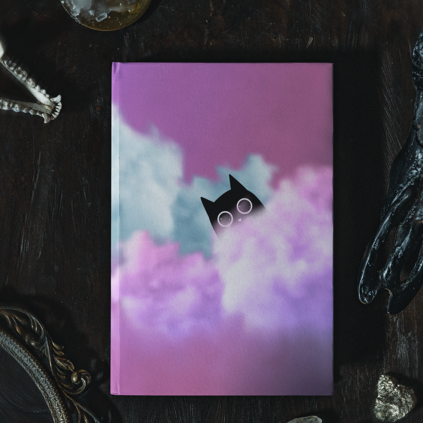 Cat's Skyward Whimsy Hardcover Journal Notebook Matte | Cute Cat Journal | Cloud and Cat Themed Blank Lined Notepad | Kawaii in the Sky Cat Diary