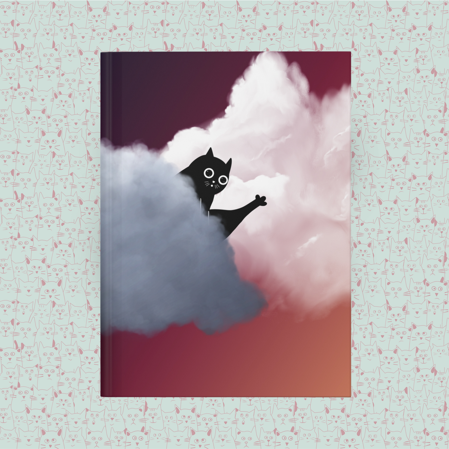 Cloudy Cat Chronicles Hardcover Journal Notebook Matte | Cute Cat Journal | Cloud and Cat Themed Blank Lined Notepad | Kawaii in the Sky Cat Diary