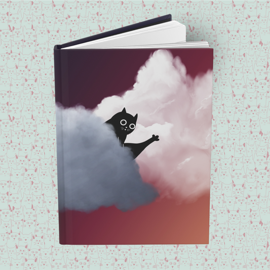 Cloudy Cat Chronicles Hardcover Journal Notebook Matte | Cute Cat Journal | Cloud and Cat Themed Blank Lined Notepad | Kawaii in the Sky Cat Diary