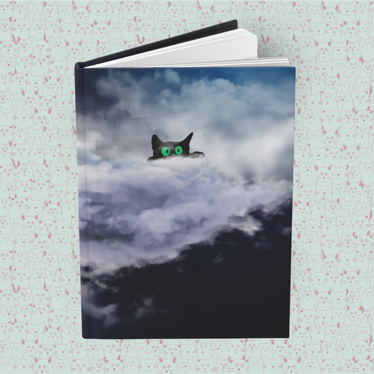 Feline Cloud Watchers Hardcover Journal Notebook Matte | Cute Cat Journal | Cloud and Cat Themed Blank Lined Notepad | Kawaii in the Sky Cat Diary