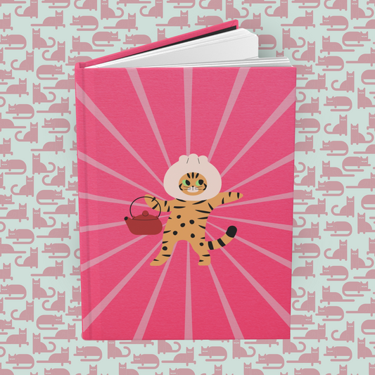 Dim Sum Dumpling Kitty Hardcover Journal Notebook Matte | Cute Cat Journal | Sushi Themed Blank Lined Notepad | Kawaii Sushi Cat Diary