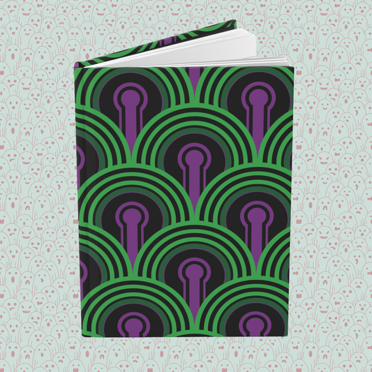 Overlook Hotel Green and Purple Carpet Inspired Pattern Hardcover Journal Matte | Horror Movie Merch | Classic Horror Notebook