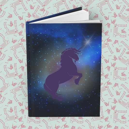 Enchanted Celestial Unicorn Hardcover Journal Notebook Matte | Cosmic Themed Journal | Unicorn in Galaxies Diary | Stars in the Universe Notepad