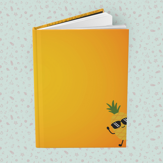 Super Cool Pineapple Friend Hardcover Journal Notebook Matte | Fruit with Personality Journal | Fruit and Berry Themed Blank Lined Notepad | Food Diary