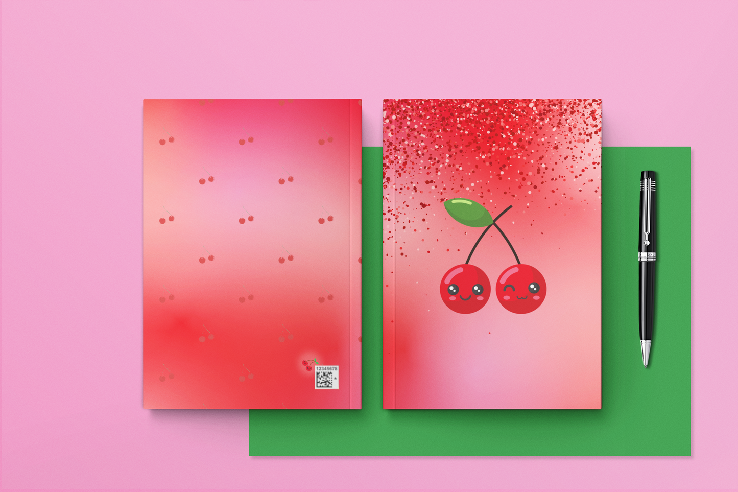 Cheeky Cherry Friends Hardcover Journal Notebook Matte | Fruit with Personality Journal | Fruit and Berry Themed Blank Lined Notepad | Food Diary