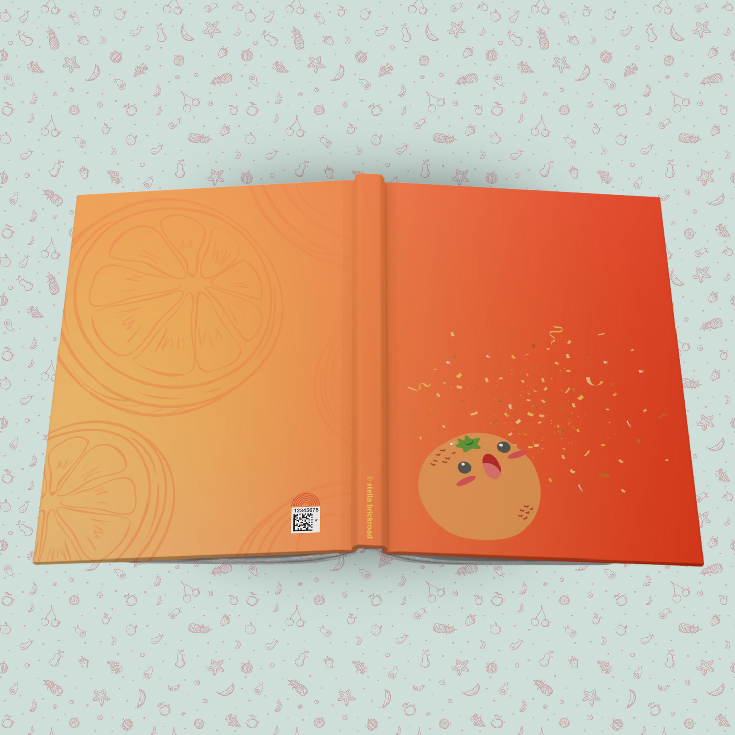Celebratory Orange Friend Hardcover Journal Notebook Matte | Fruit with Personality Journal | Fruit and Berry Themed Blank Lined Notepad | Food Diary