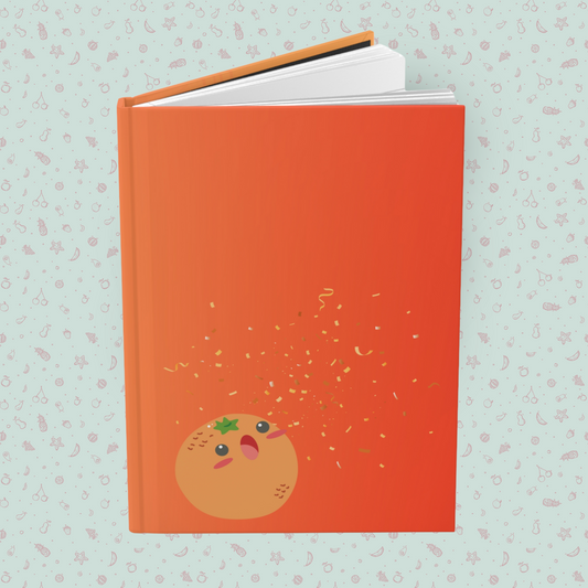 Celebratory Orange Friend Hardcover Journal Notebook Matte | Fruit with Personality Journal | Fruit and Berry Themed Blank Lined Notepad | Food Diary