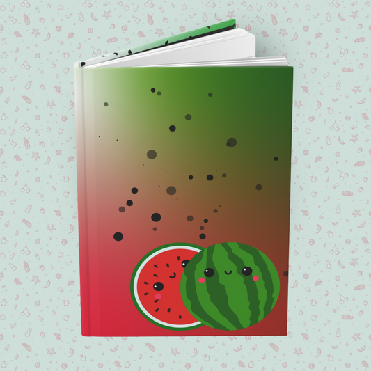Wishful Watermelon Friends Hardcover Journal Notebook Matte | Fruit with Personality Journal | Fruit and Berry Themed Blank Lined Notepad | Food Diary