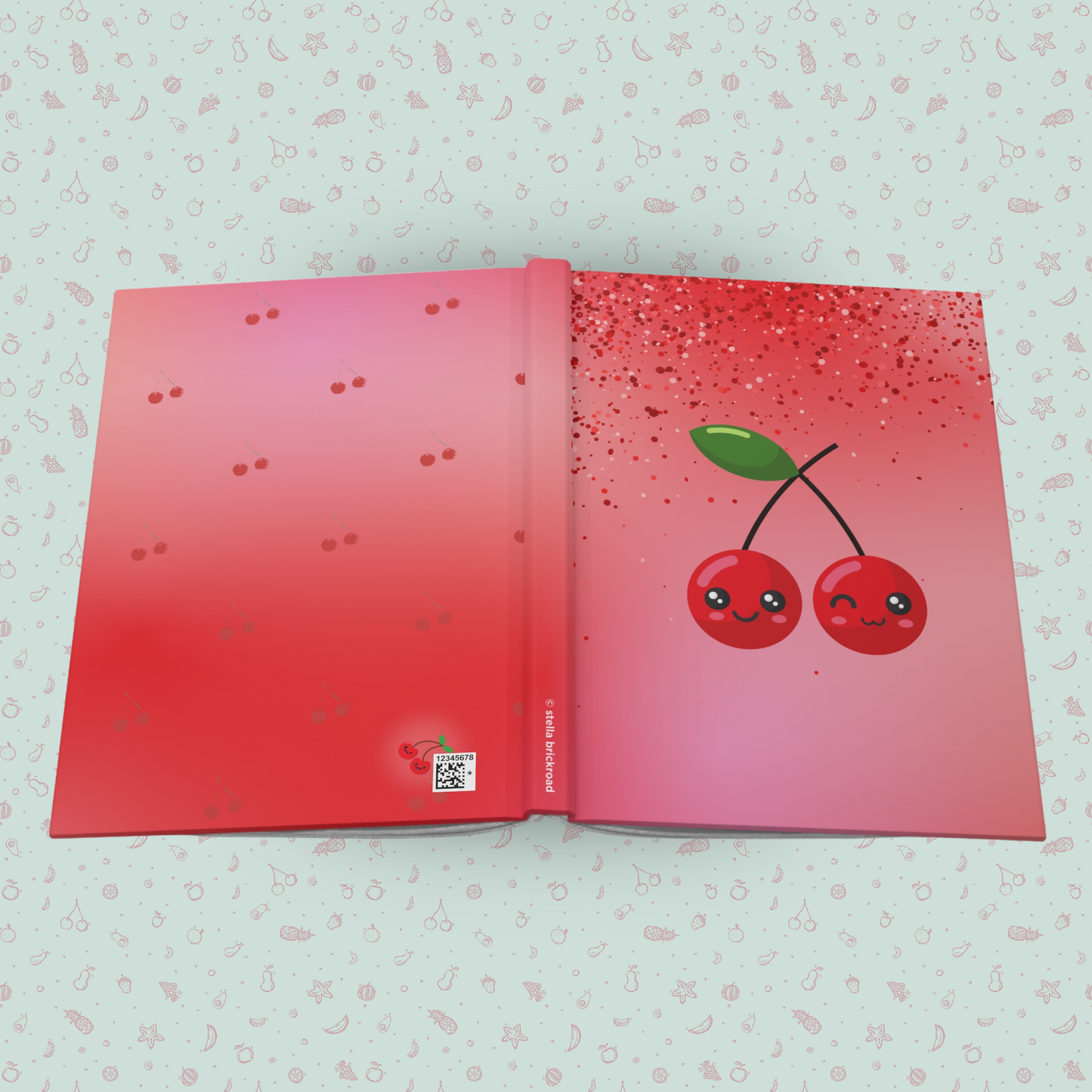 Cheeky Cherry Friends Hardcover Journal Notebook Matte | Fruit with Personality Journal | Fruit and Berry Themed Blank Lined Notepad | Food Diary