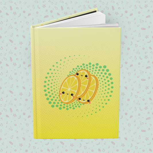Refreshing Lemon Slice Friends Hardcover Journal Notebook Matte | Fruit with Personality Journal | Fruit and Berry Themed Blank Lined Notepad | Food Diary