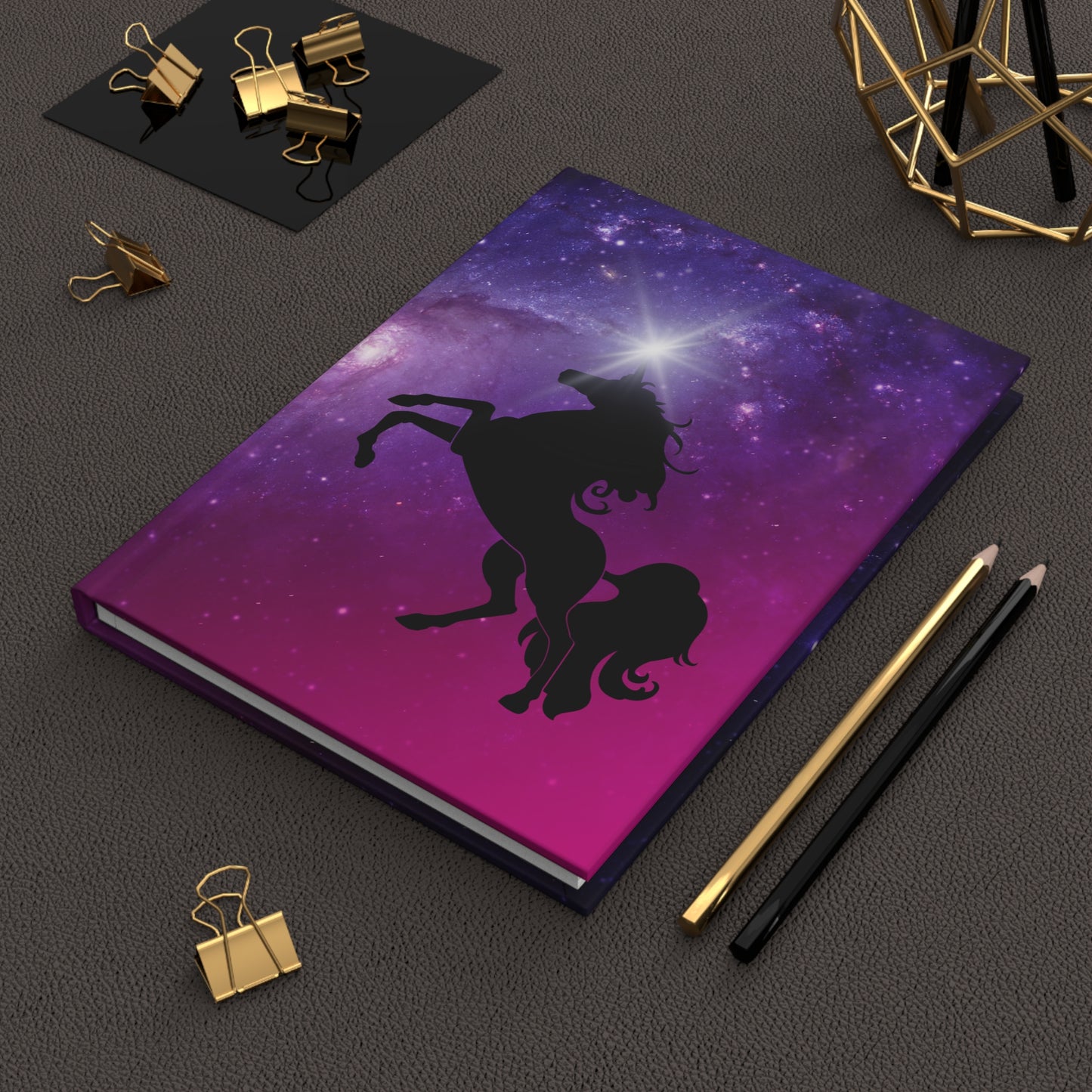 Starry Unicorn Dreams Hardcover Journal Notebook Matte | Cosmic Themed Journal | Unicorn in Galaxies Diary | Stars in the Universe Notepad