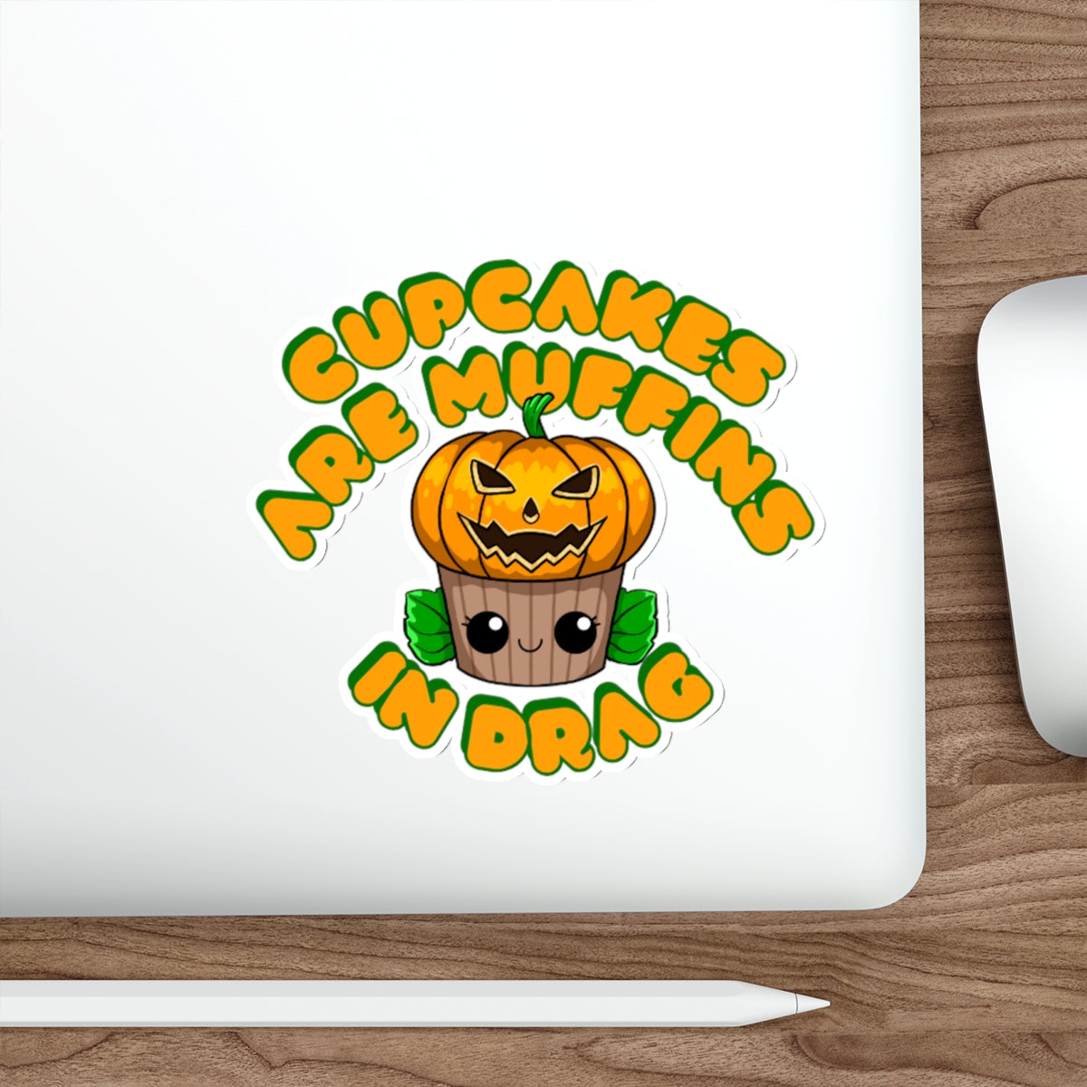 Pumpkinhead Drag Cupcake Couture Die-Cut Sticker | Cupcakes are Muffins in Drag | Drag Queen Stickers | Spooky Halloween Pastry | Monster Cupcake Madness