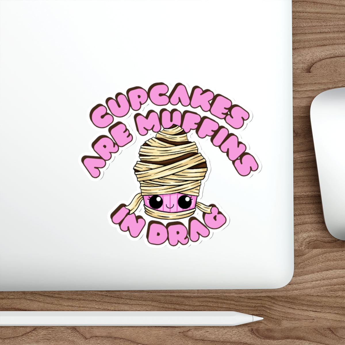 Mummy Drag Cupcake Couture Die-Cut Sticker | Cupcakes are Muffins in Drag | Drag Queen Stickers | Spooky Halloween Pastry | Monster Cupcake Madness