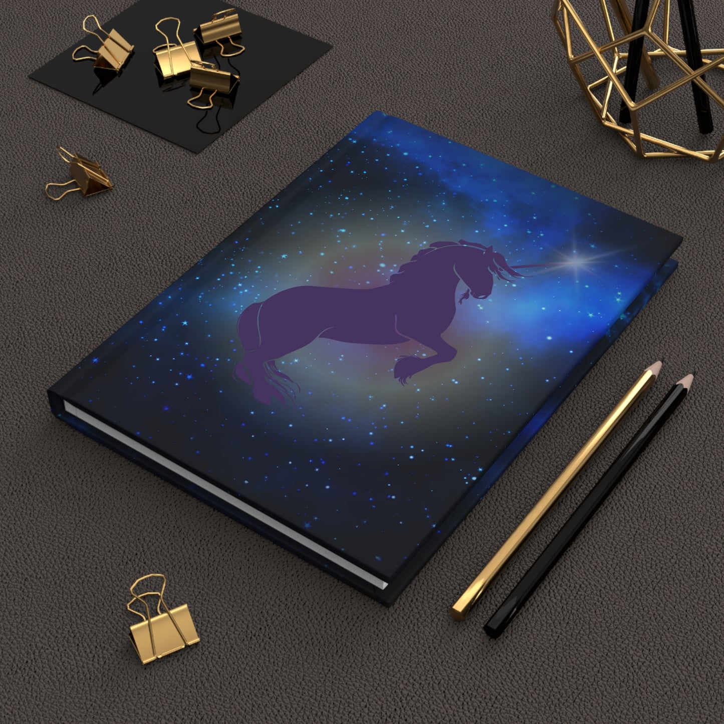 Enchanted Celestial Unicorn Hardcover Journal Notebook Matte | Cosmic Themed Journal | Unicorn in Galaxies Diary | Stars in the Universe Notepad