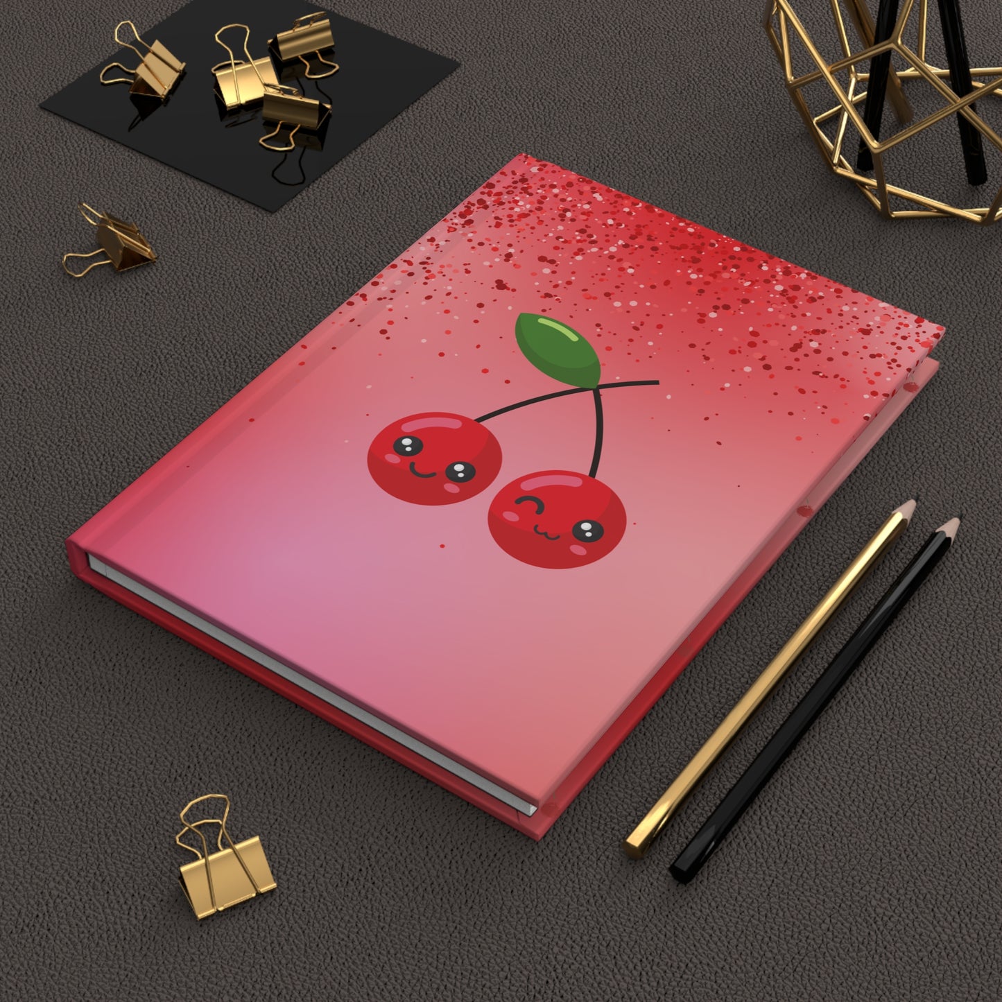 Cheeky Cherry Friends Hardcover Journal Notebook Matte | Fruit with Personality Journal | Fruit and Berry Themed Blank Lined Notepad | Food Diary