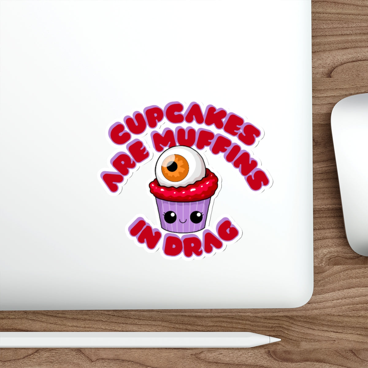 Eyeball Drag Cupcake Couture Die-Cut Sticker | Cupcakes are Muffins in Drag | Drag Queen Stickers | Spooky Halloween Pastry | Monster Cupcake Madness