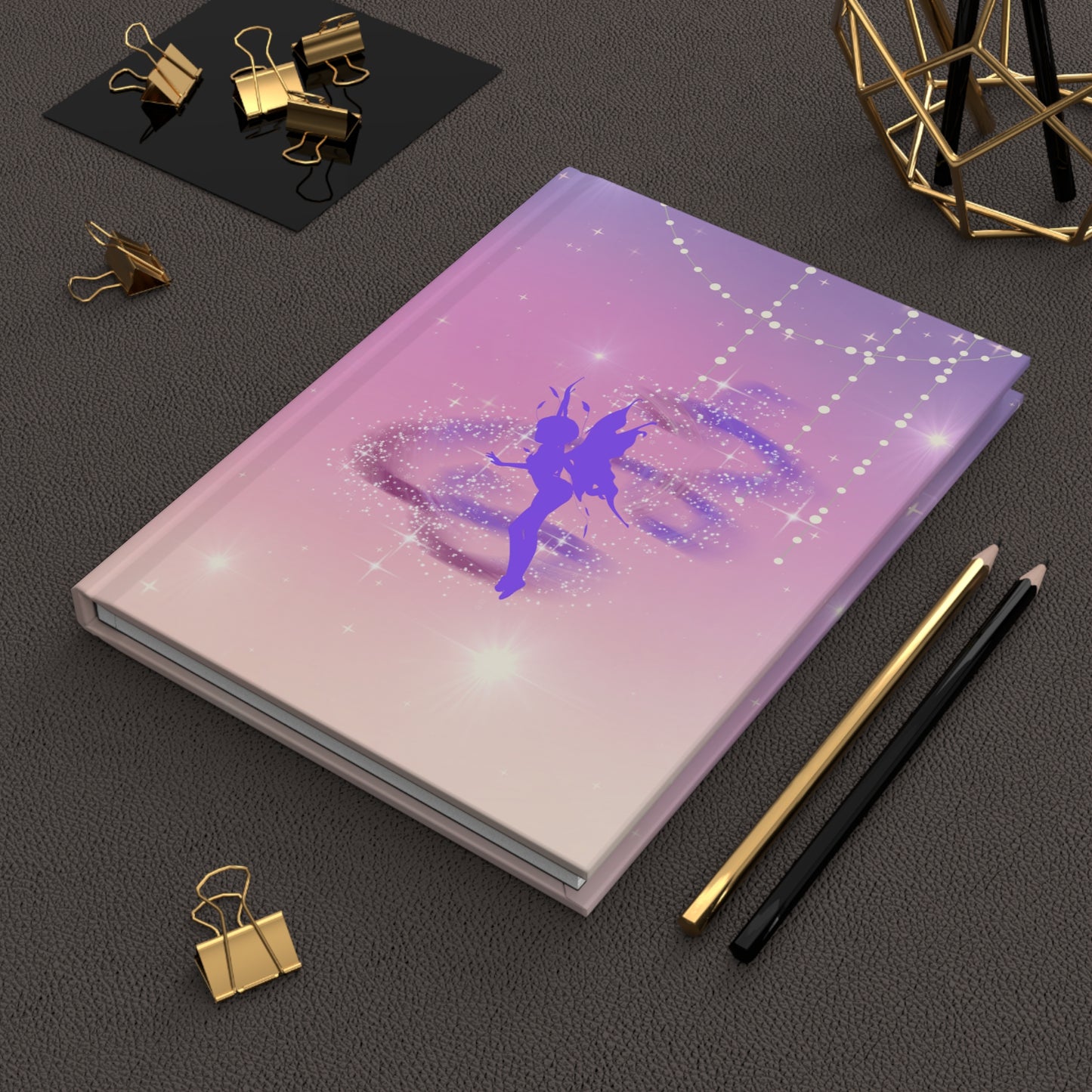 Purple Sparkle Fairy Hardcover Journal Notebook Matte | Fairy Composition Journal | Sparkle Fae Themed Blank Lined Notepad | Faerie Diary | Sparkle Notes