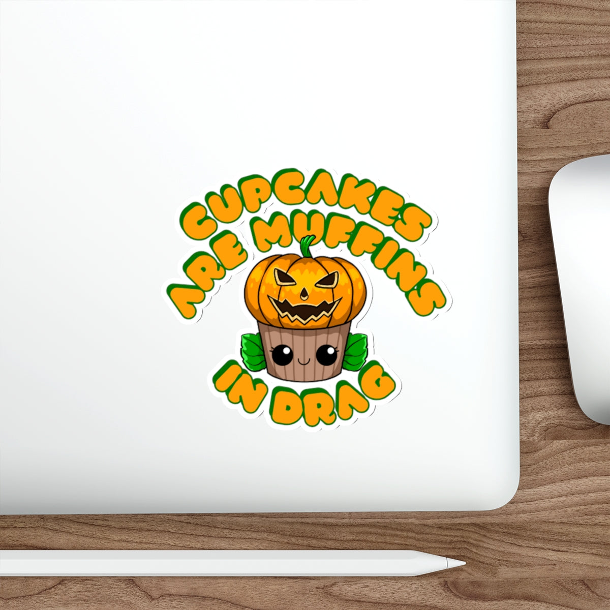 Pumpkinhead Drag Cupcake Couture Die-Cut Sticker | Cupcakes are Muffins in Drag | Drag Queen Stickers | Spooky Halloween Pastry | Monster Cupcake Madness