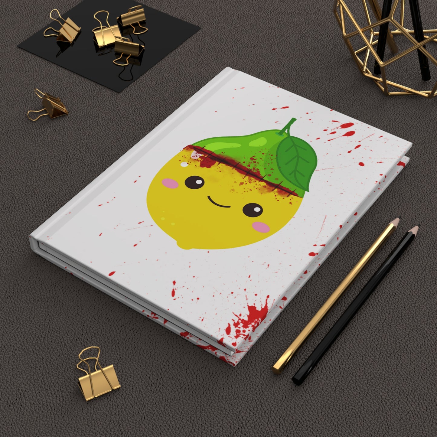 Frankenlemon Hardcover Journal Notebook Matte | Fruit with Personality Journal | Fruit and Berry Themed Blank Lined Notepad | Food Diary | Cookbook