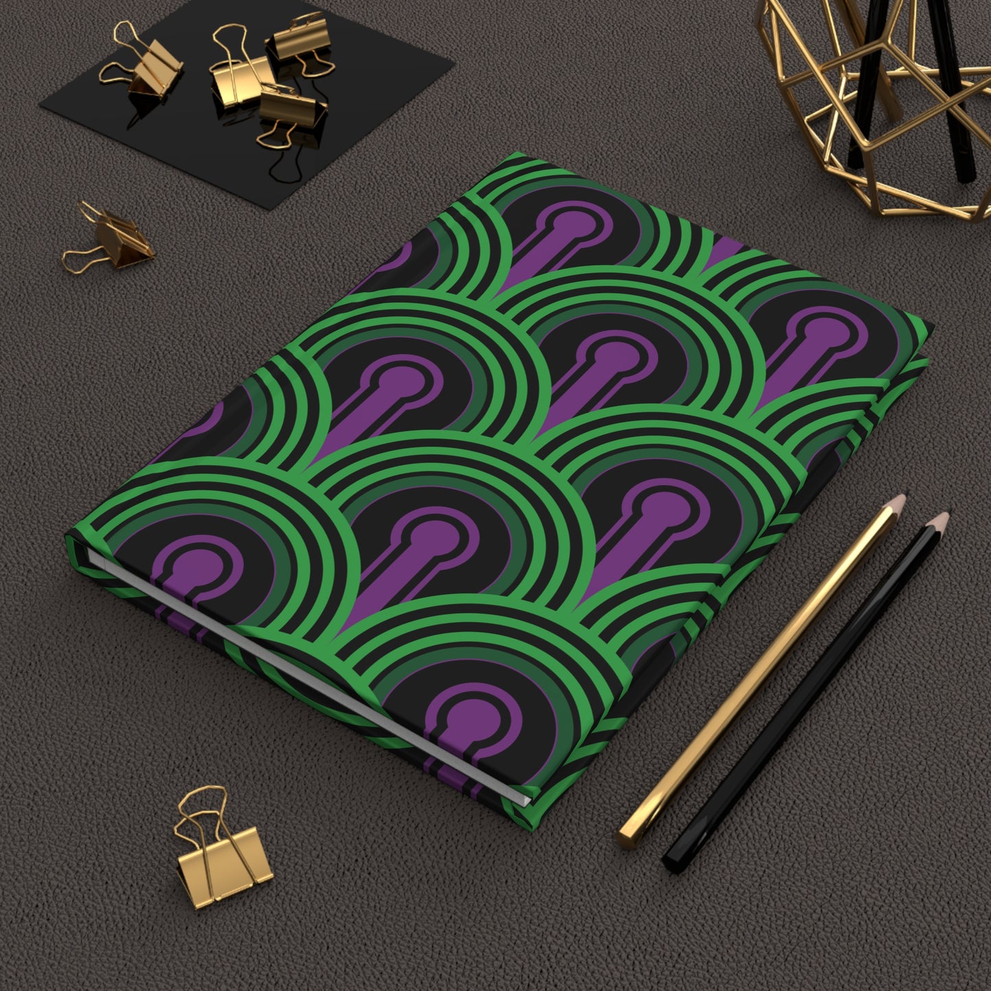 Overlook Hotel Green and Purple Carpet Inspired Pattern Hardcover Journal Matte | Horror Movie Merch | Classic Horror Notebook