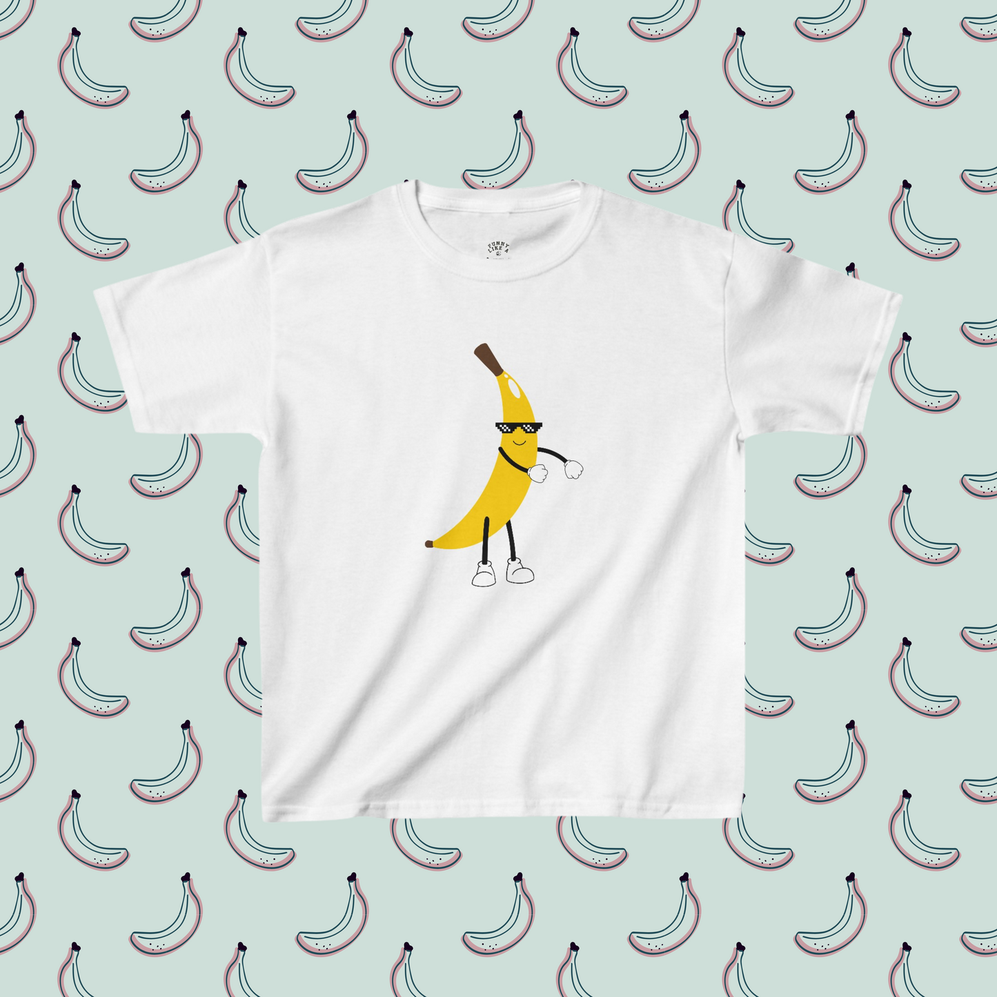 Cool Banana Doing the Floss Kids Heavy Cotton™ Tee | Super Soft Banana T-shirt | Dancing Banana with Sunglasses Tee