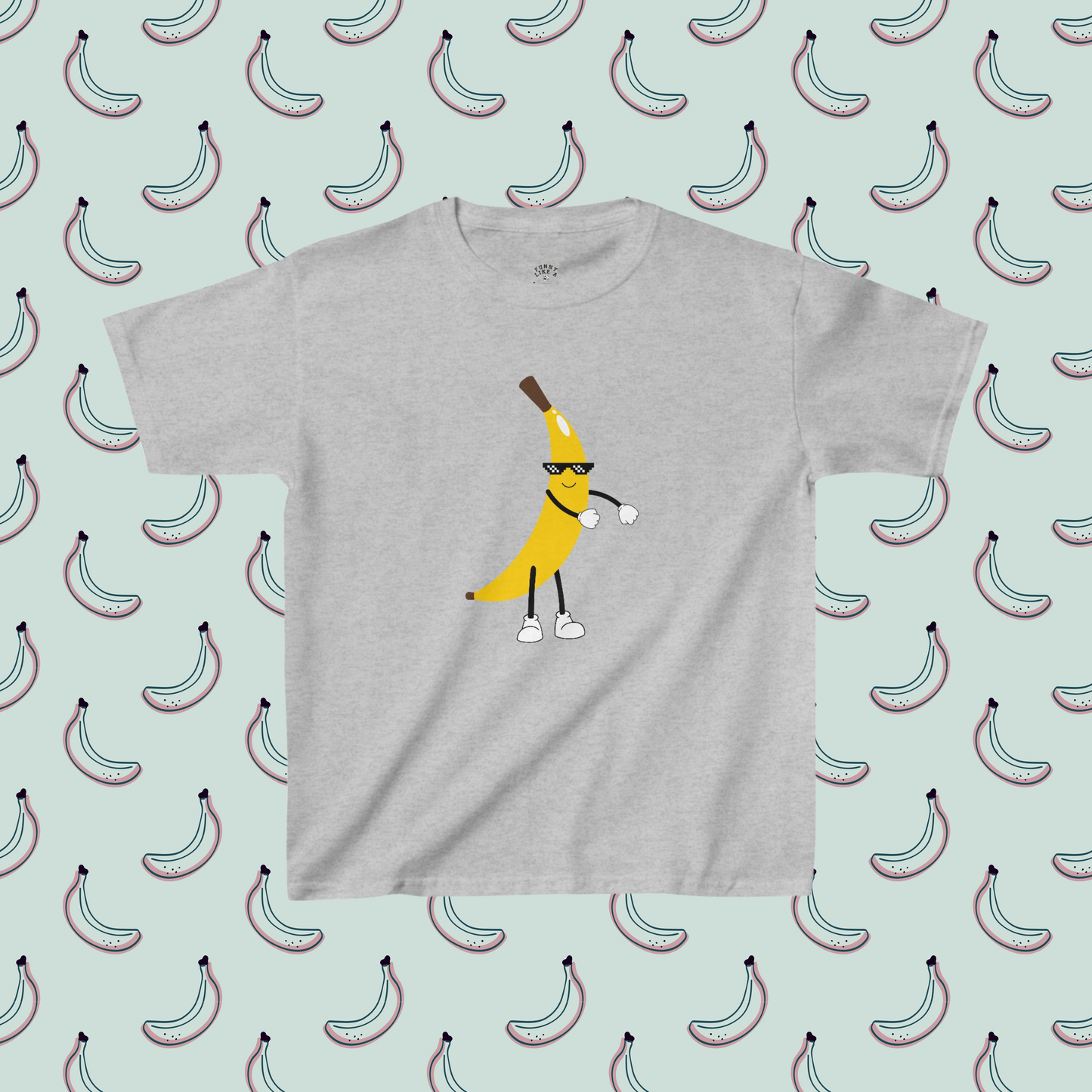 Cool Banana Doing the Floss Kids Heavy Cotton™ Tee | Super Soft Banana T-shirt | Dancing Banana with Sunglasses Tee