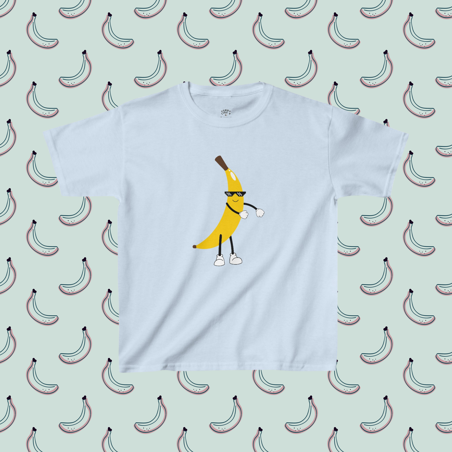 Cool Banana Doing the Floss Kids Heavy Cotton™ Tee | Super Soft Banana T-shirt | Dancing Banana with Sunglasses Tee