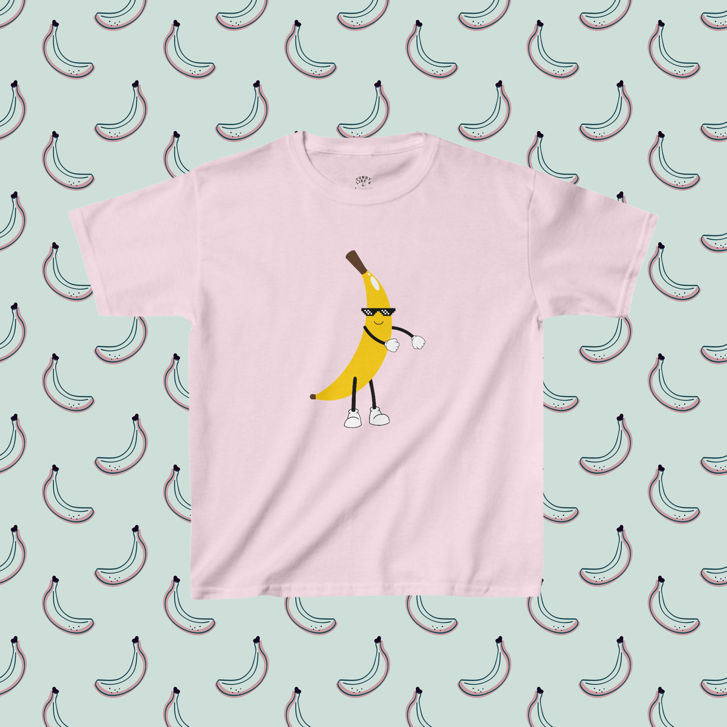 Cool Banana Doing the Floss Kids Heavy Cotton™ Tee | Super Soft Banana T-shirt | Dancing Banana with Sunglasses Tee