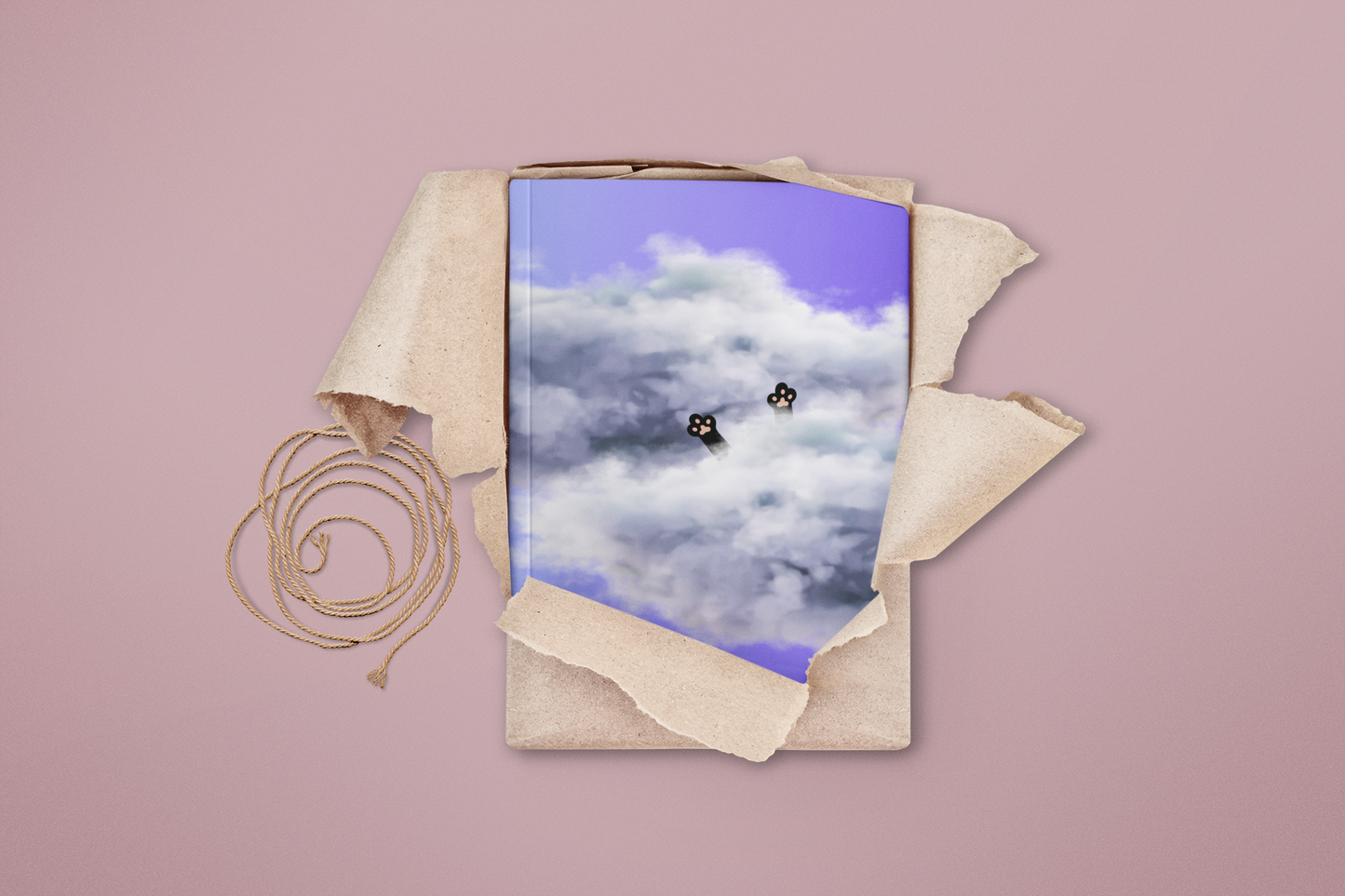 Purring Sky Adventures Hardcover Journal Notebook Matte | Cute Cat Journal | Cloud and Cat Themed Blank Lined Notepad | Kawaii in the Sky Cat Diary