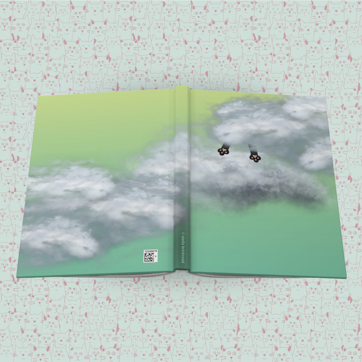 Misty Cat Hideaways Hardcover Journal Notebook Matte | Cute Cat Journal | Cloud and Cat Themed Blank Lined Notepad | Kawaii in the Sky Cat Diary