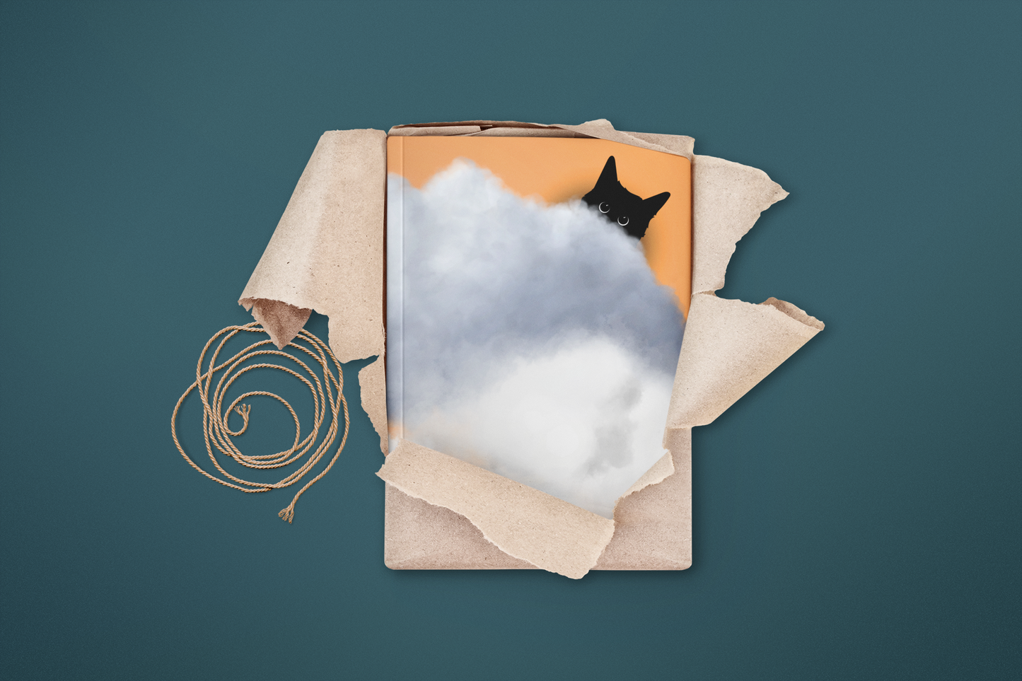 Fluffy Guardian of the Clouds Hardcover Journal Notebook Matte | Cute Cat Journal | Cloud and Cat Themed Blank Lined Notepad | Kawaii in the Sky Cat Diary