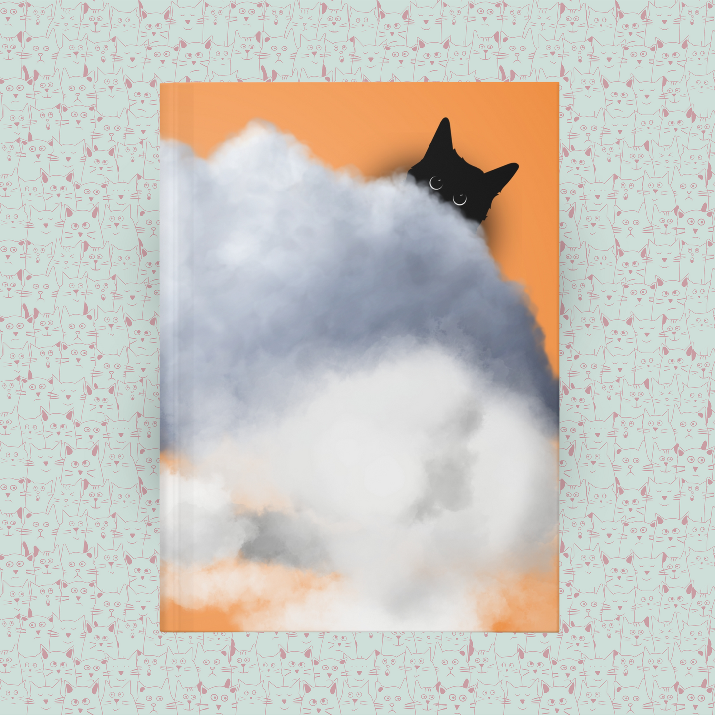 Fluffy Guardian of the Clouds Hardcover Journal Notebook Matte | Cute Cat Journal | Cloud and Cat Themed Blank Lined Notepad | Kawaii in the Sky Cat Diary