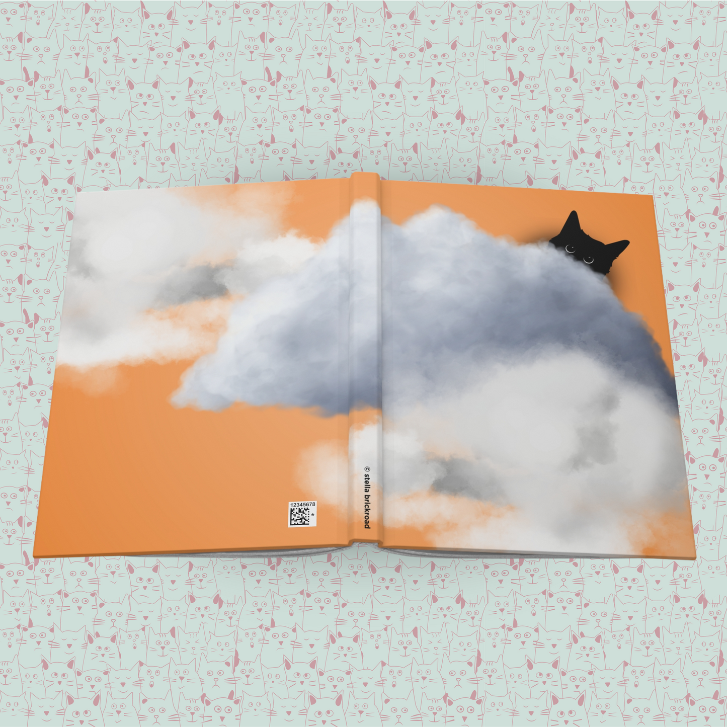 Fluffy Guardian of the Clouds Hardcover Journal Notebook Matte | Cute Cat Journal | Cloud and Cat Themed Blank Lined Notepad | Kawaii in the Sky Cat Diary