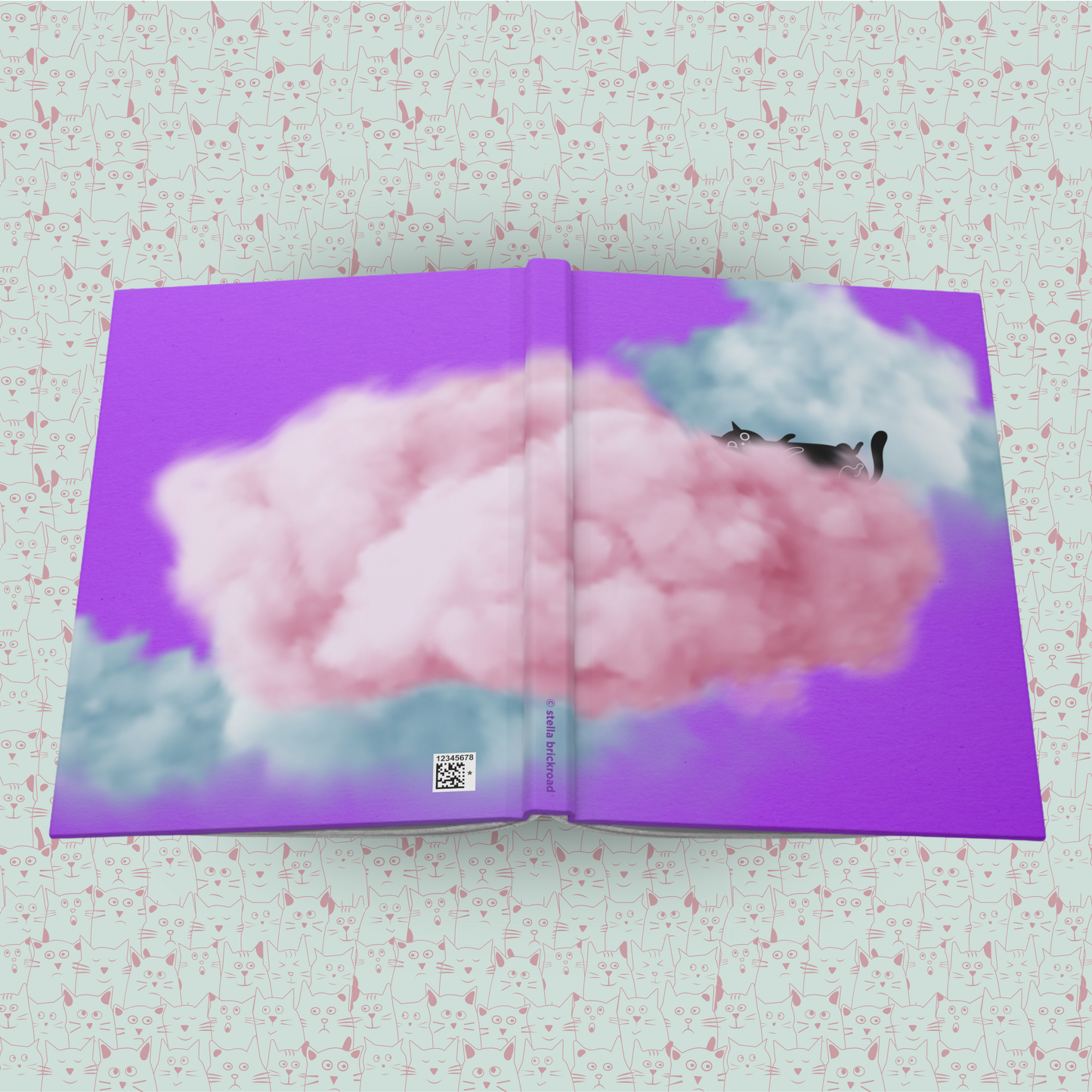 Naptime Among the Clouds Hardcover Journal Notebook Matte | Cute Cat Journal | Cloud and Cat Themed Blank Lined Notepad | Kawaii in the Sky Cat Diary