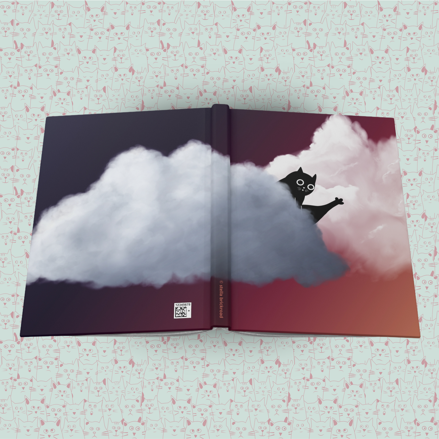 Cloudy Cat Chronicles Hardcover Journal Notebook Matte | Cute Cat Journal | Cloud and Cat Themed Blank Lined Notepad | Kawaii in the Sky Cat Diary