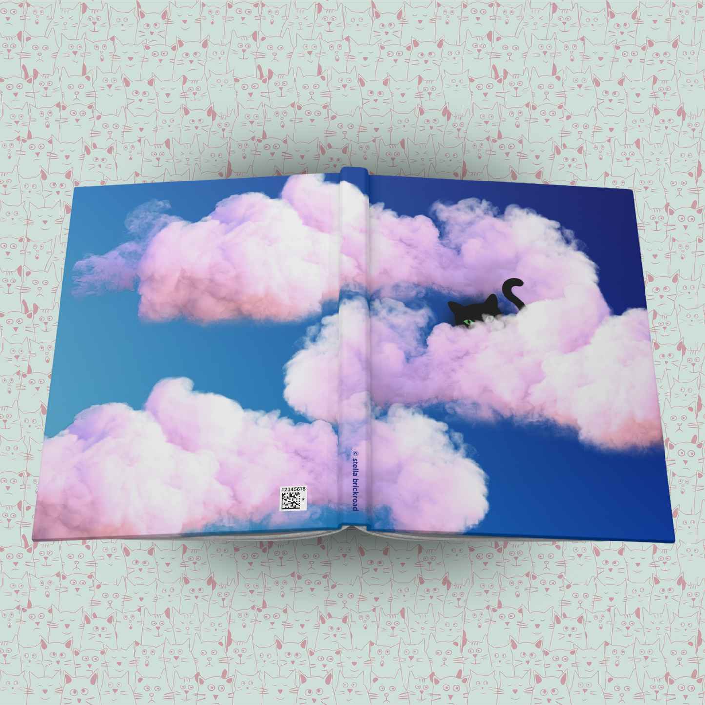 Whiskered Cloud Companion Hardcover Journal Notebook Matte | Cute Cat Journal | Cloud and Cat Themed Blank Lined Notepad | Kawaii in the Sky Cat Diary