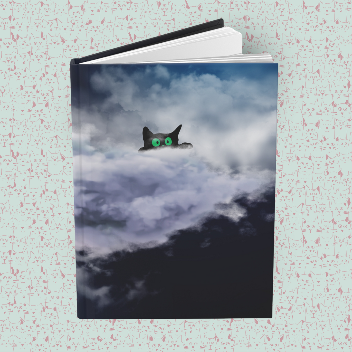 Feline Cloud Watchers Hardcover Journal Notebook Matte | Cute Cat Journal | Cloud and Cat Themed Blank Lined Notepad | Kawaii in the Sky Cat Diary