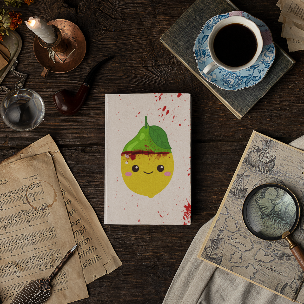 Frankenlemon Hardcover Journal Notebook Matte | Fruit with Personality Journal | Fruit and Berry Themed Blank Lined Notepad | Food Diary | Cookbook