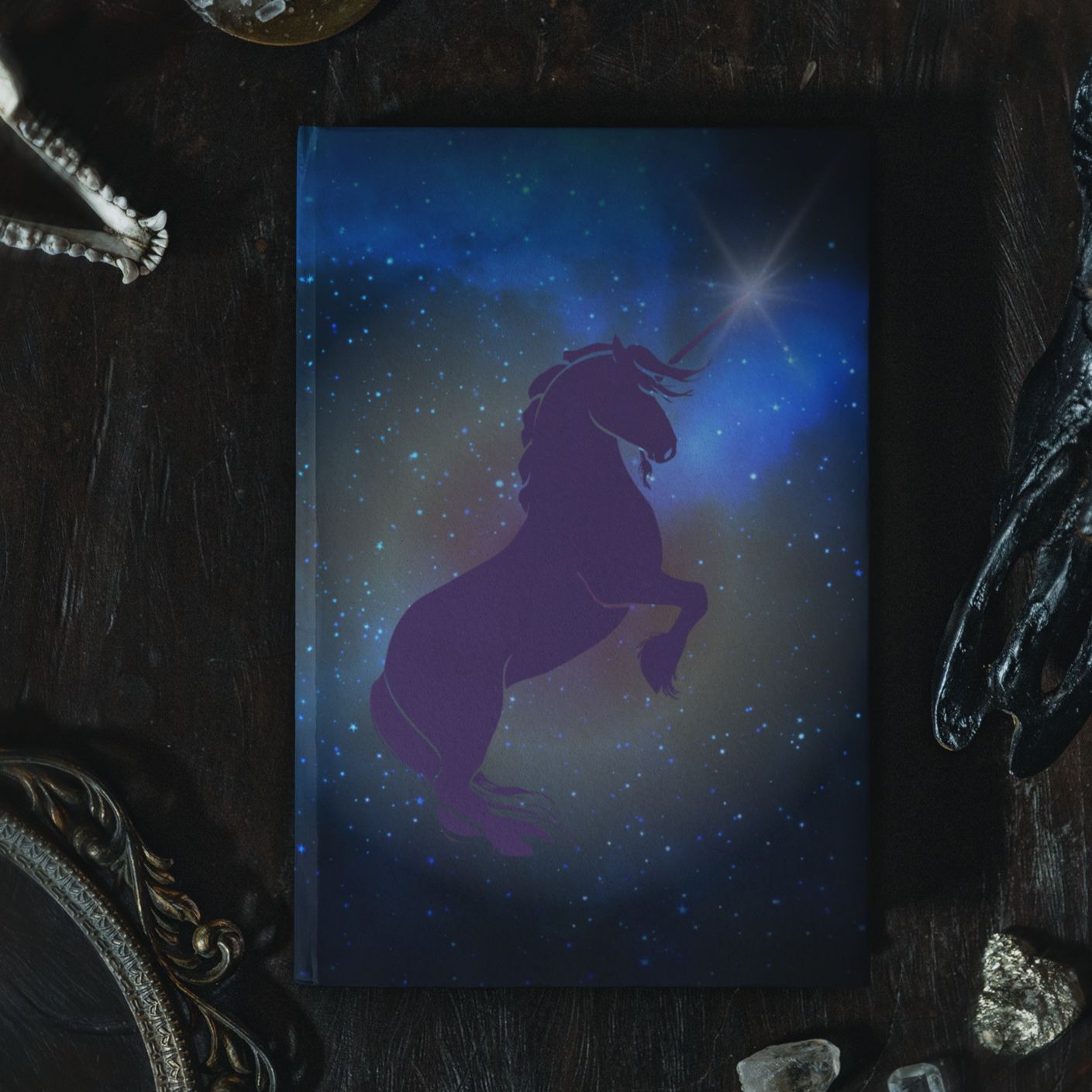 Enchanted Celestial Unicorn Hardcover Journal Notebook Matte | Cosmic Themed Journal | Unicorn in Galaxies Diary | Stars in the Universe Notepad