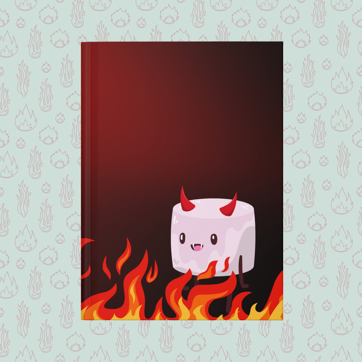 Toasted Marshmallow of Darkness Hardcover Journal Notebook Matte | Cute Creepy Diary | Weirdcore Subversive Blank Lined Notebook | Evil Marshmallow Enjoys a Stroll Through Fire