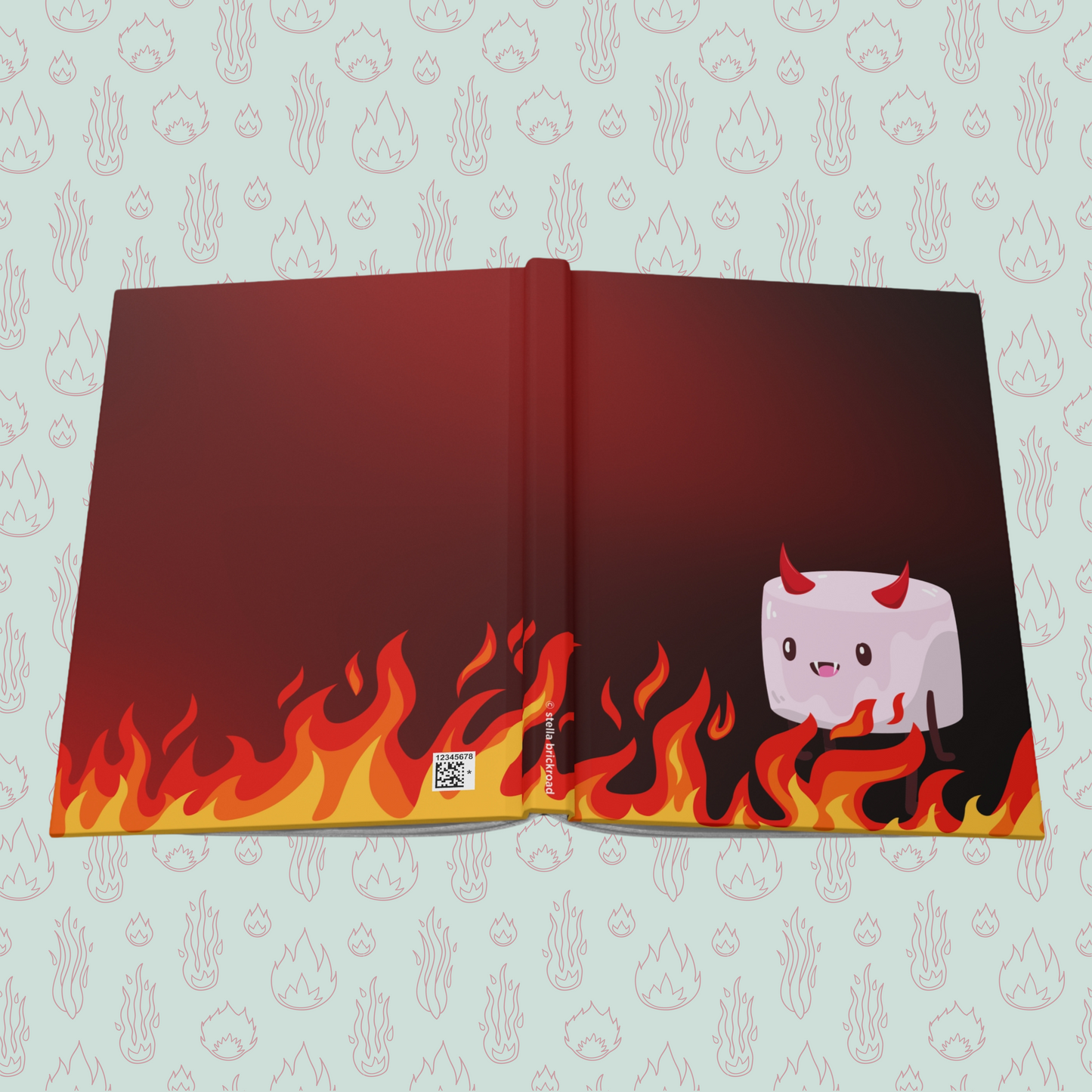 Toasted Marshmallow of Darkness Hardcover Journal Notebook Matte | Cute Creepy Diary | Weirdcore Subversive Blank Lined Notebook | Evil Marshmallow Enjoys a Stroll Through Fire