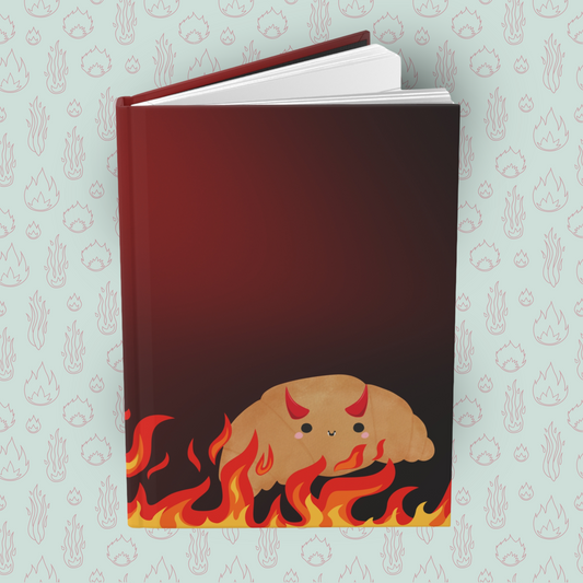 Toasted Croissant of Darkness Hardcover Journal Notebook Matte | Cute Creepy Diary | Weirdcore Subversive Blank Lined Notebook