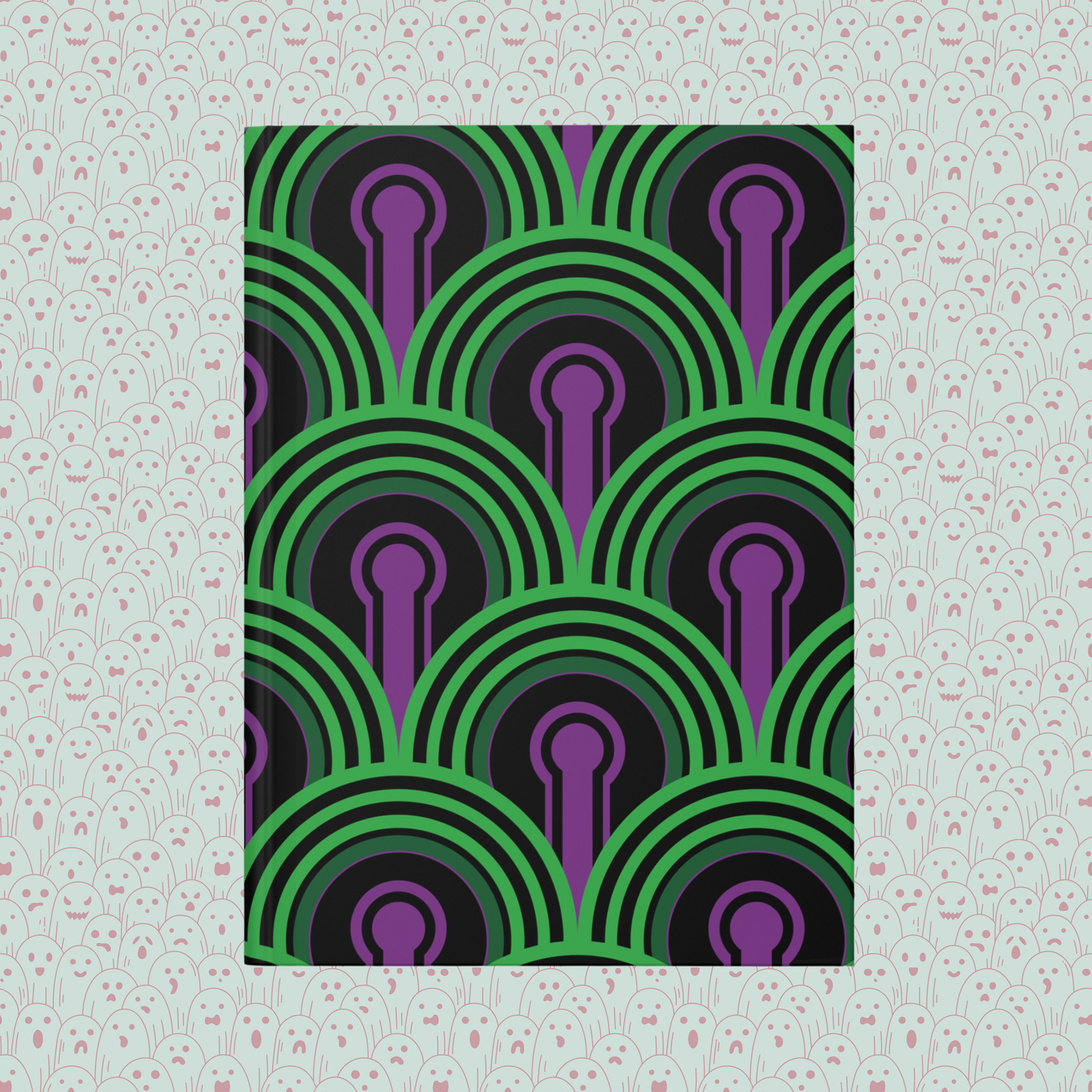 Overlook Hotel Green and Purple Carpet Inspired Pattern Hardcover Journal Matte | Horror Movie Merch | Classic Horror Notebook