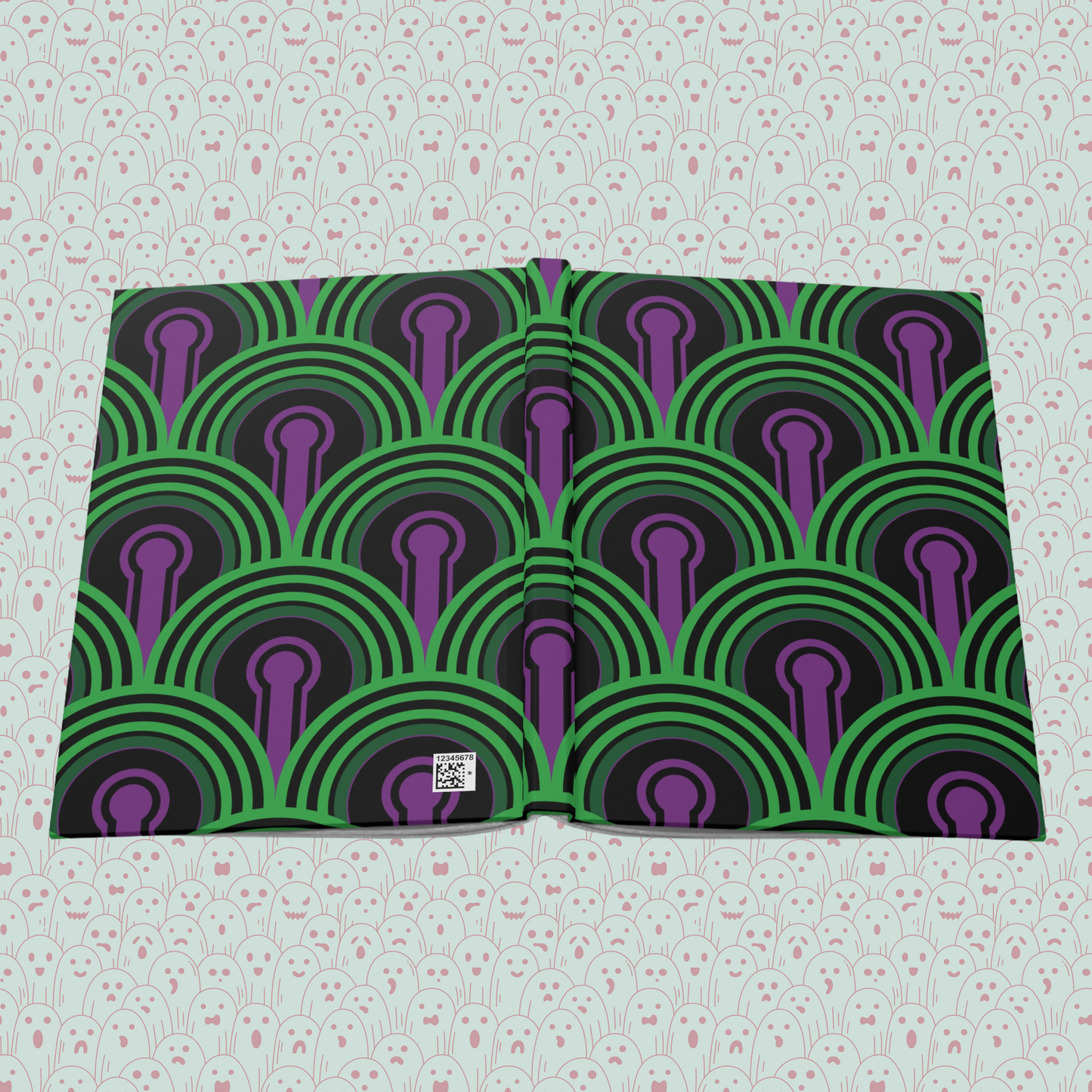 Overlook Hotel Green and Purple Carpet Inspired Pattern Hardcover Journal Matte | Horror Movie Merch | Classic Horror Notebook