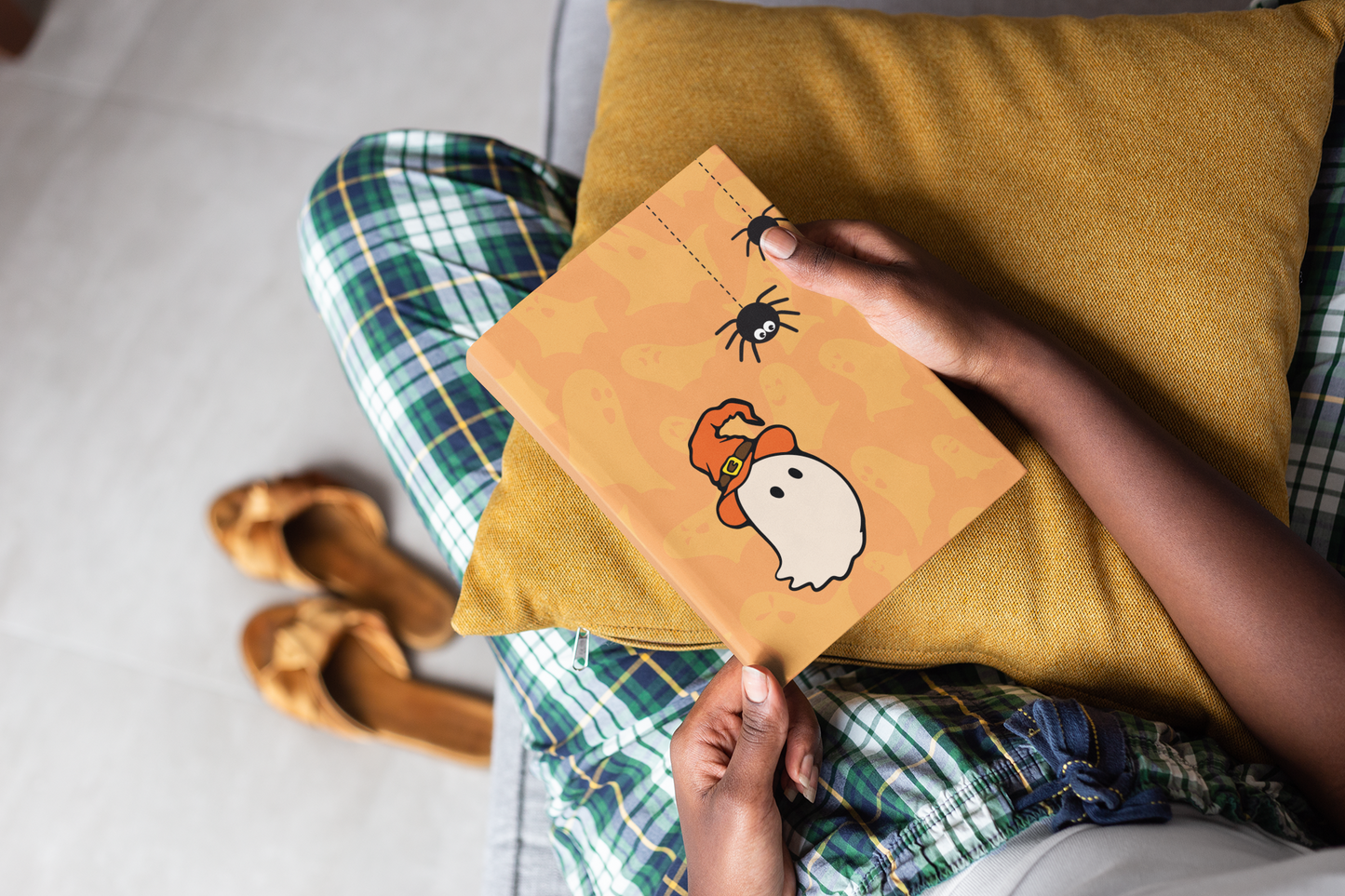 Ghostie Spider Friends Hardcover Notebook Journal Matte | Ghostie Composition Journal | Spider Themed Blank Lined Notepad | Spooky Diary | Spiderweb Notes