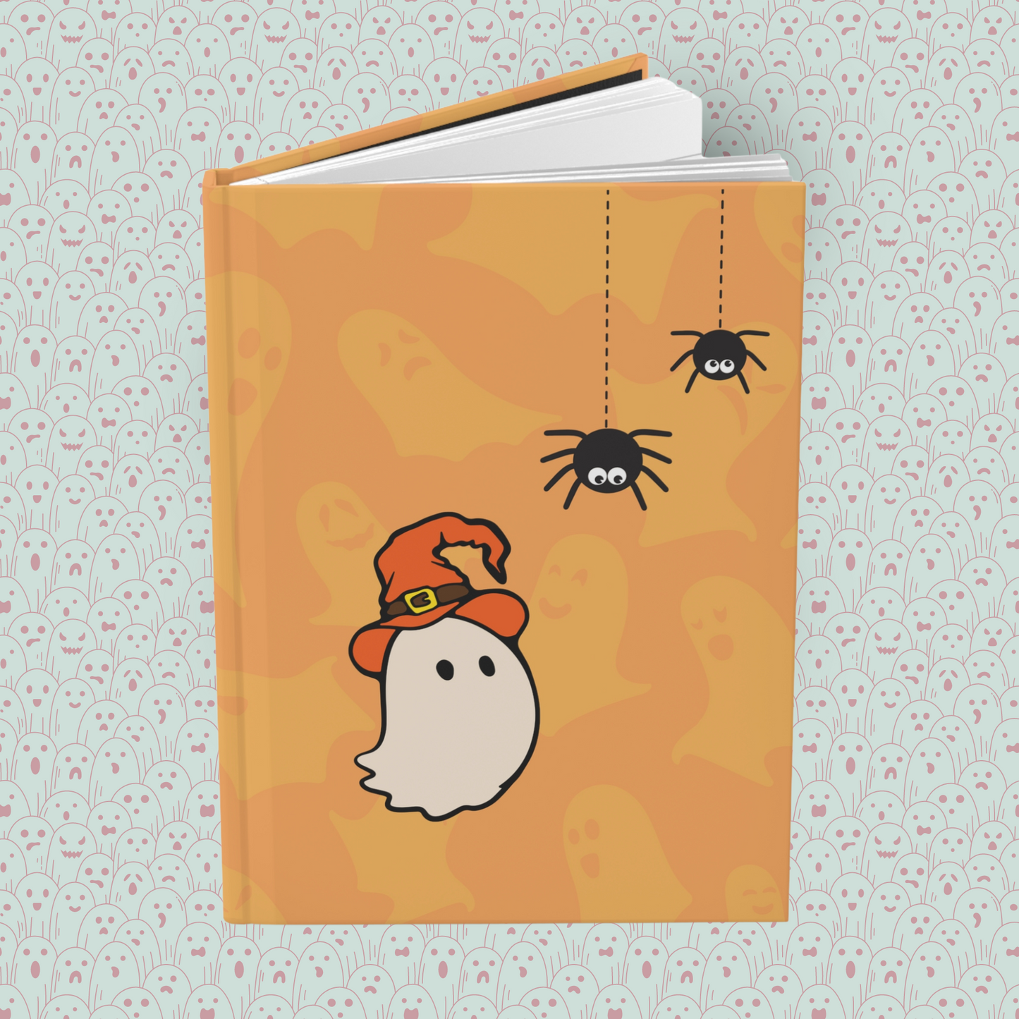 Ghostie Spider Friends Hardcover Notebook Journal Matte | Ghostie Composition Journal | Spider Themed Blank Lined Notepad | Spooky Diary | Spiderweb Notes