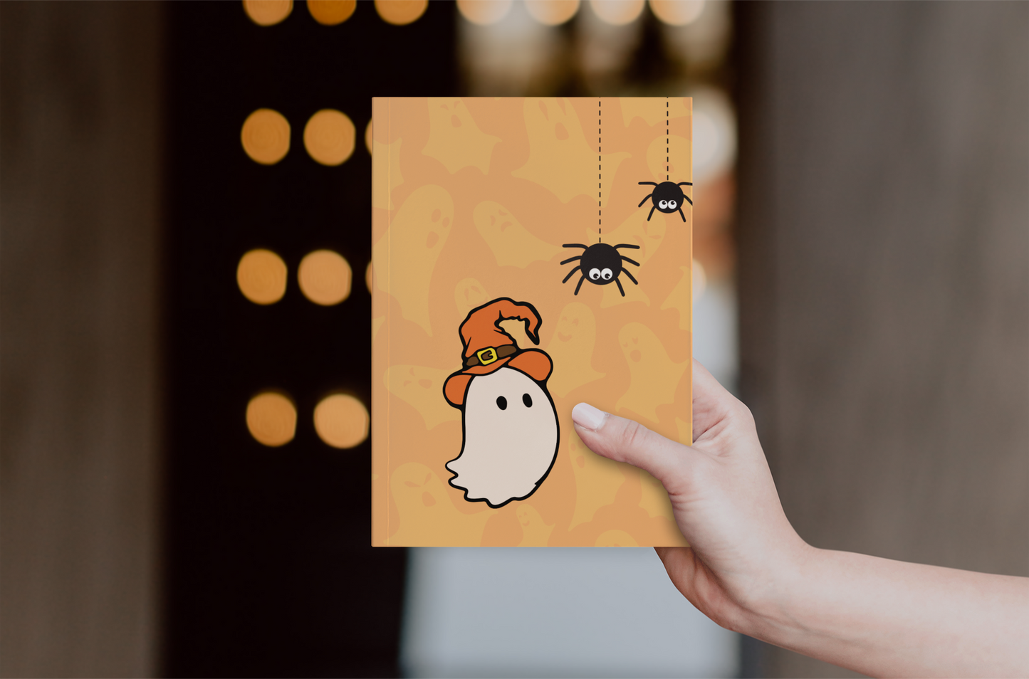 Ghostie Spider Friends Hardcover Notebook Journal Matte | Ghostie Composition Journal | Spider Themed Blank Lined Notepad | Spooky Diary | Spiderweb Notes